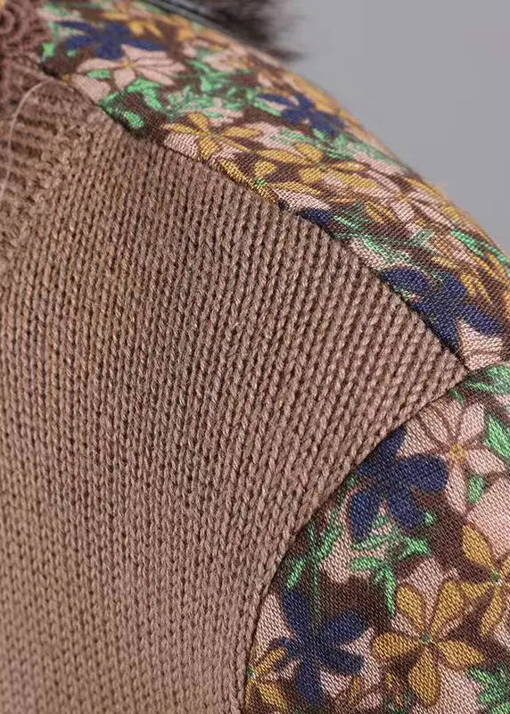 Vintage Flower Knitted Lace Drawstring Splice Fake Two Piece Dress Autumn Ada Fashion