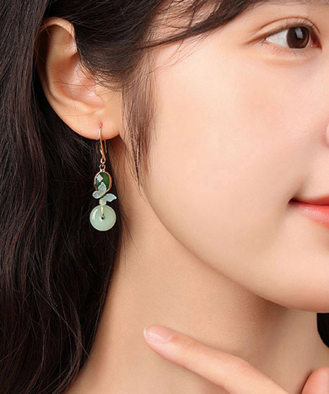 Vintage Green Copper Glaze Butterfly Drop Earrings LY2208 - fabuloryshop