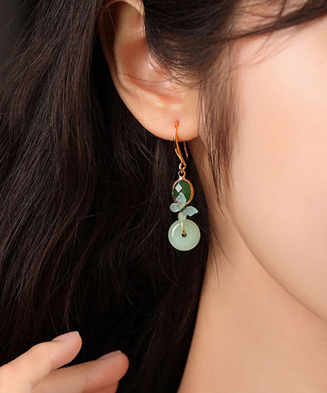 Vintage Green Copper Glaze Butterfly Drop Earrings LY2208 - fabuloryshop