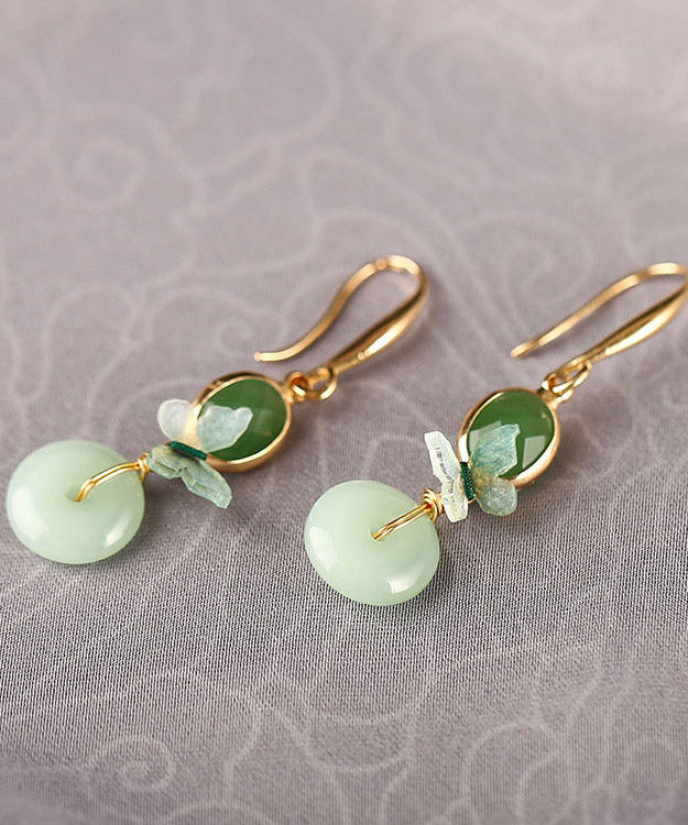 Vintage Green Copper Glaze Butterfly Drop Earrings LY2208 - fabuloryshop