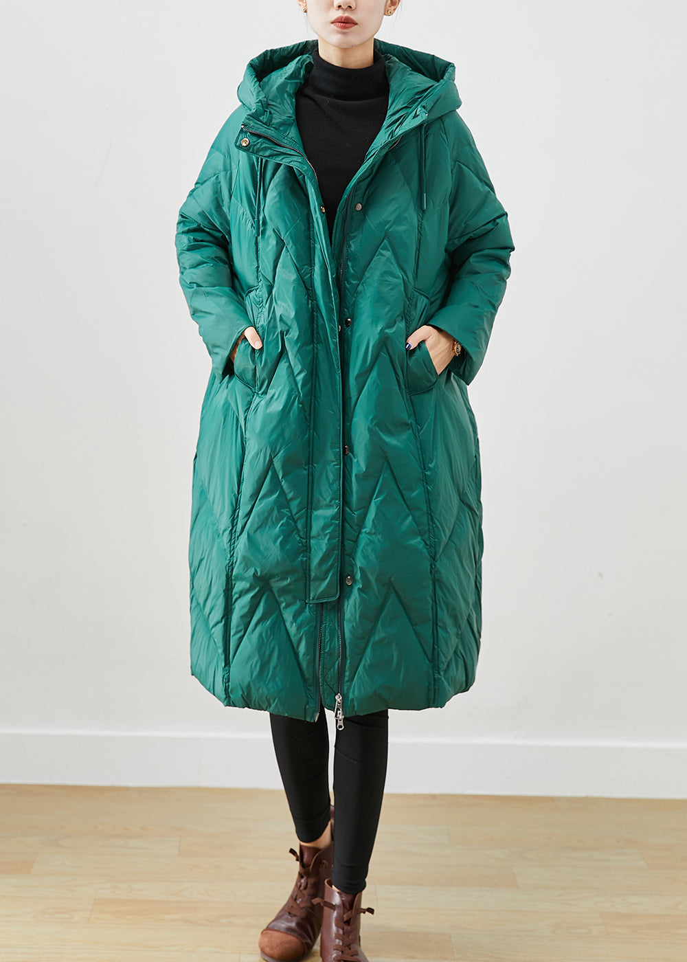 Vintage Green Oversized Thick Fine Cotton Filled Puffers Jackets Winter Ada Fashion