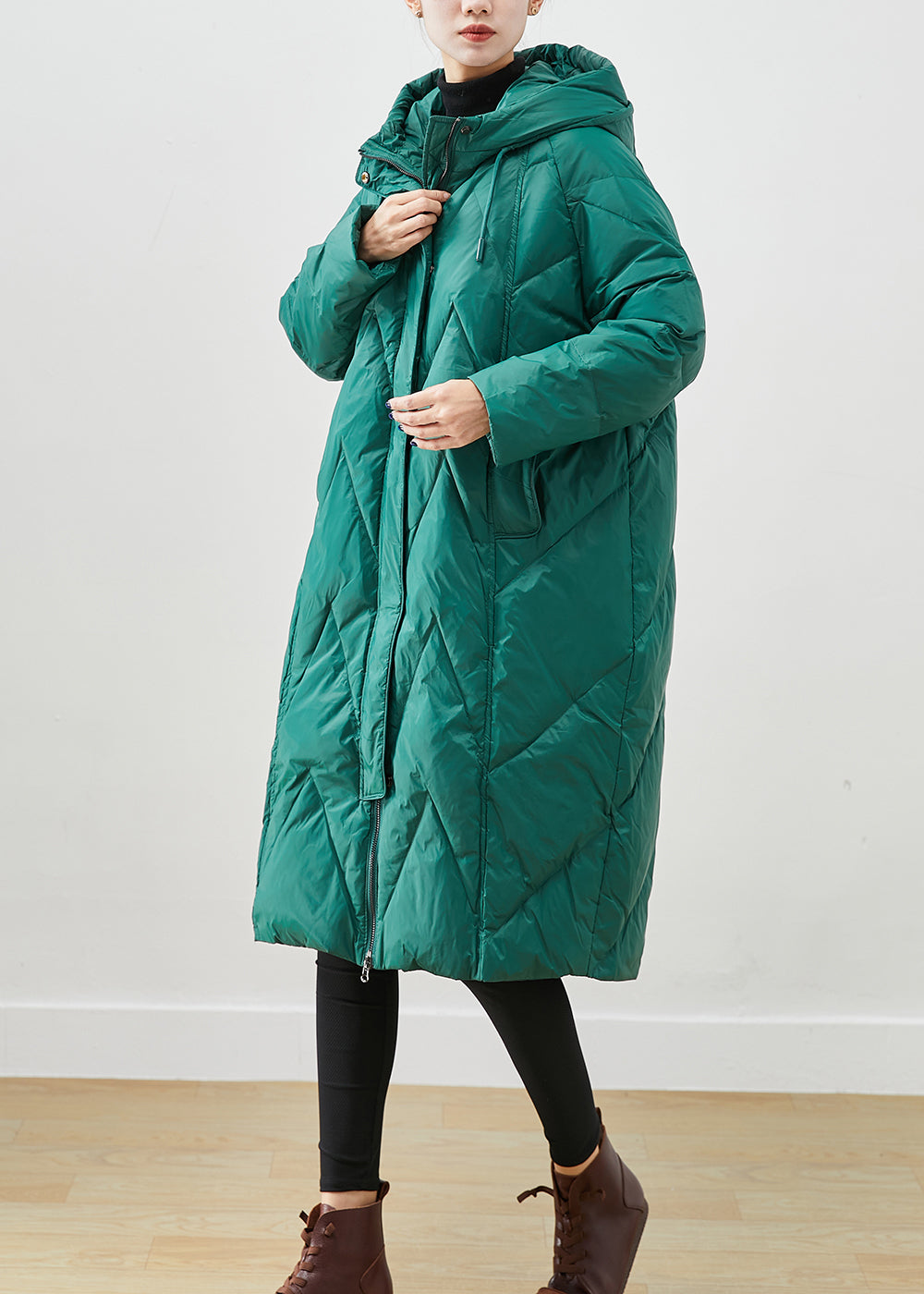 Vintage Green Oversized Thick Fine Cotton Filled Puffers Jackets Winter Ada Fashion