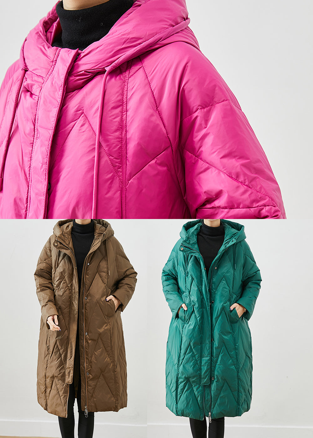 Vintage Green Oversized Thick Fine Cotton Filled Puffers Jackets Winter Ada Fashion