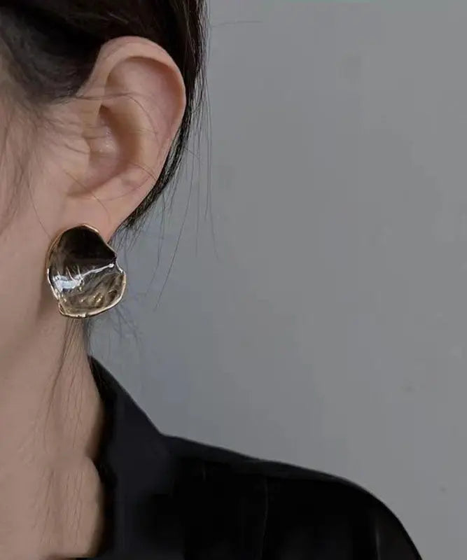 Vintage Grey Brown Copper Overgild Dropwise Glaze Stud Earrings Ada Fashion