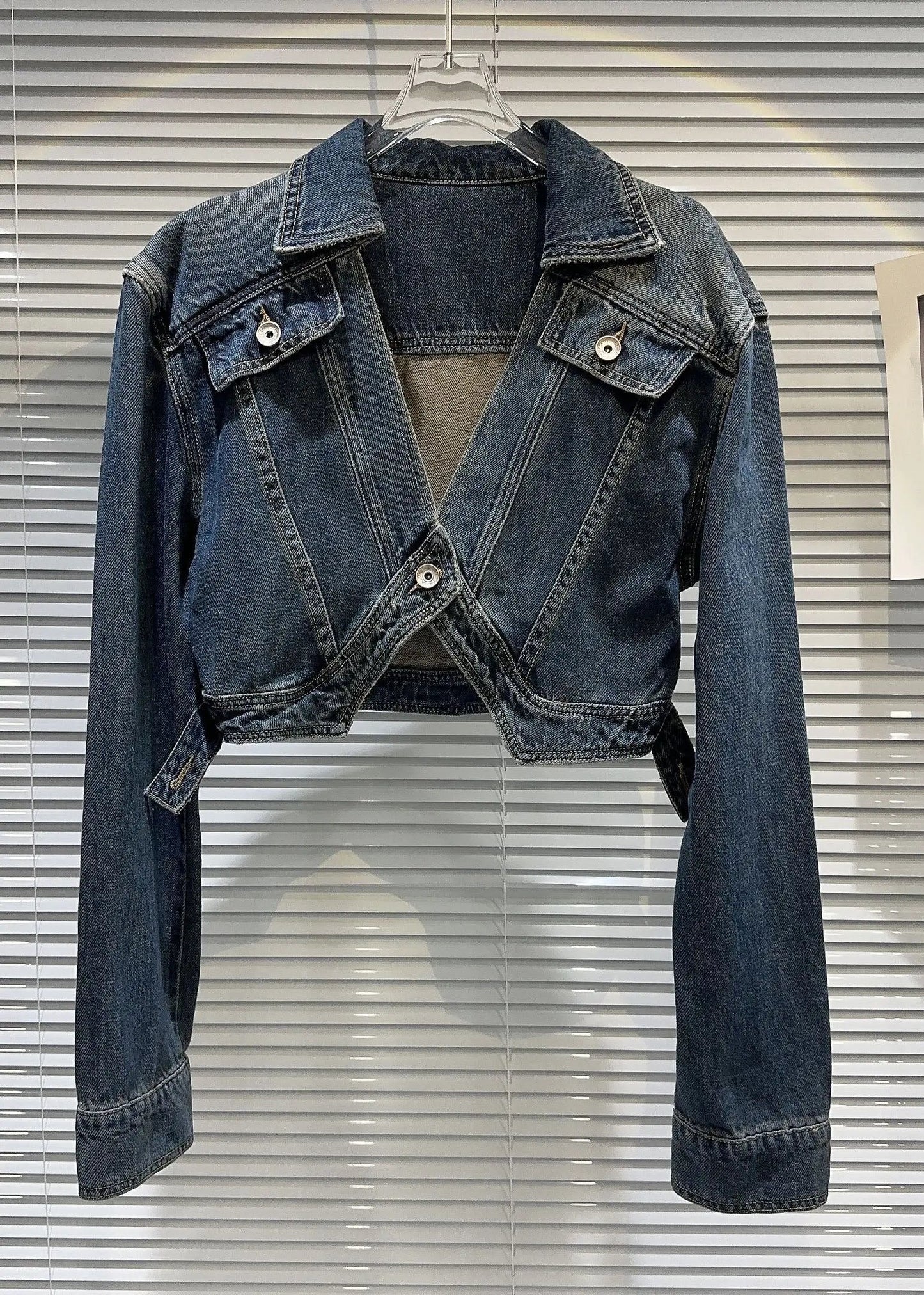 Vintage Navy Peter Pan Collar Patchwork Button Denim Coats Ada Fashion