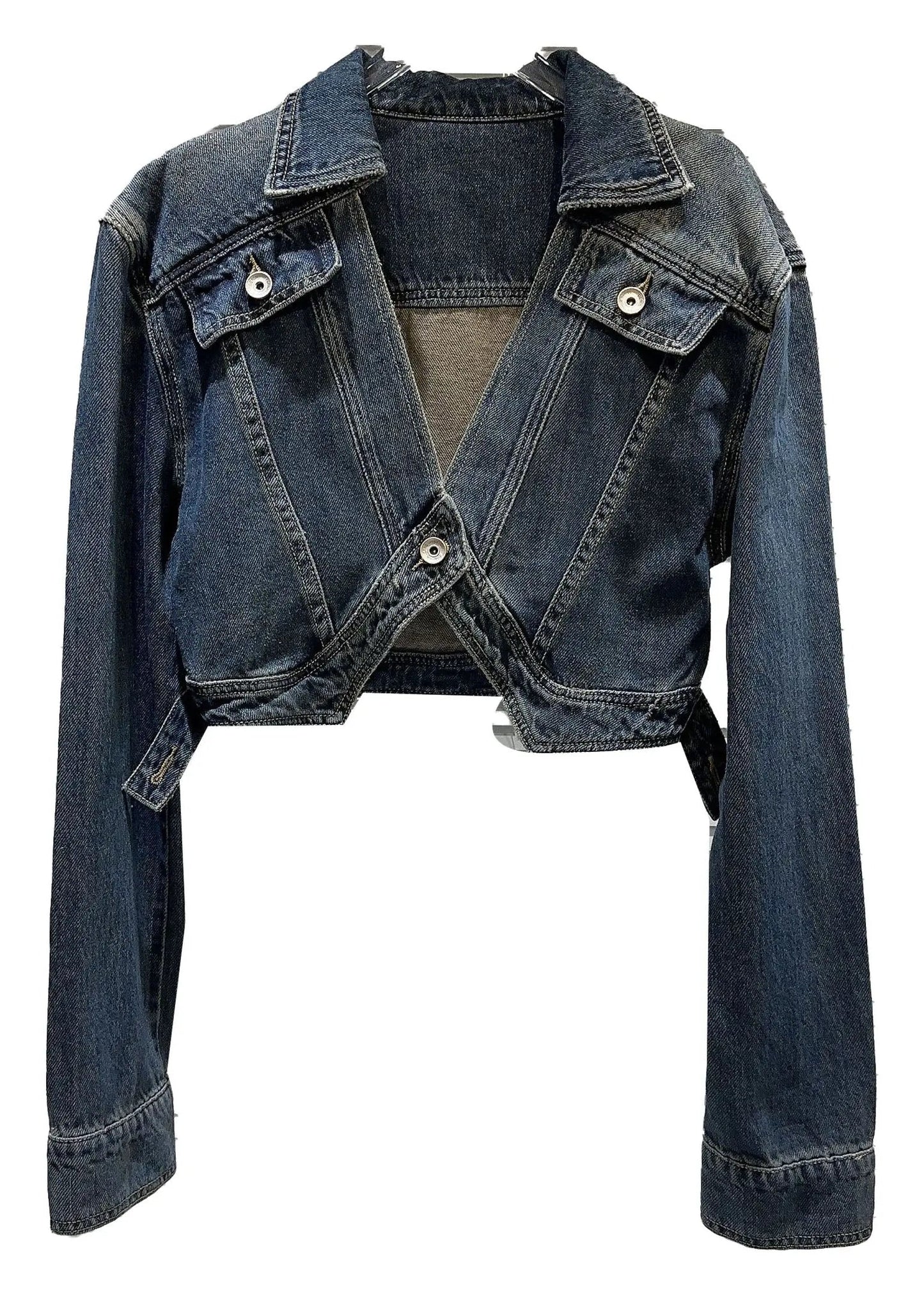 Vintage Navy Peter Pan Collar Patchwork Button Denim Coats Ada Fashion