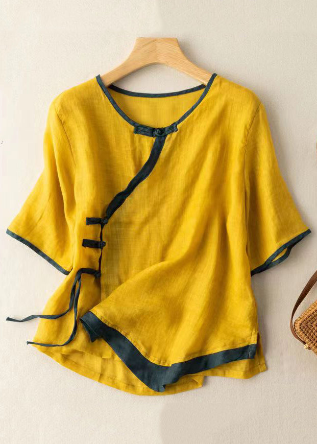 Vintage Pink Asymmetrical Button Patchwork Cotton Shirt Summer Ada Fashion