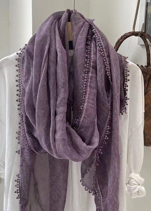 Vintage Purple Tasseled Patchwork Cotton Scarf Ada Fashion