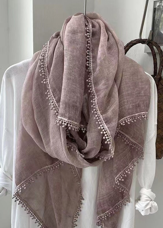 Vintage Purple Tasseled Patchwork Cotton Scarf Ada Fashion