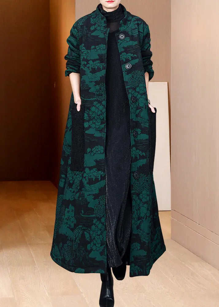 Vintage Red Jacquard Pockets Fine Cotton Filled Coat Winter Ada Fashion