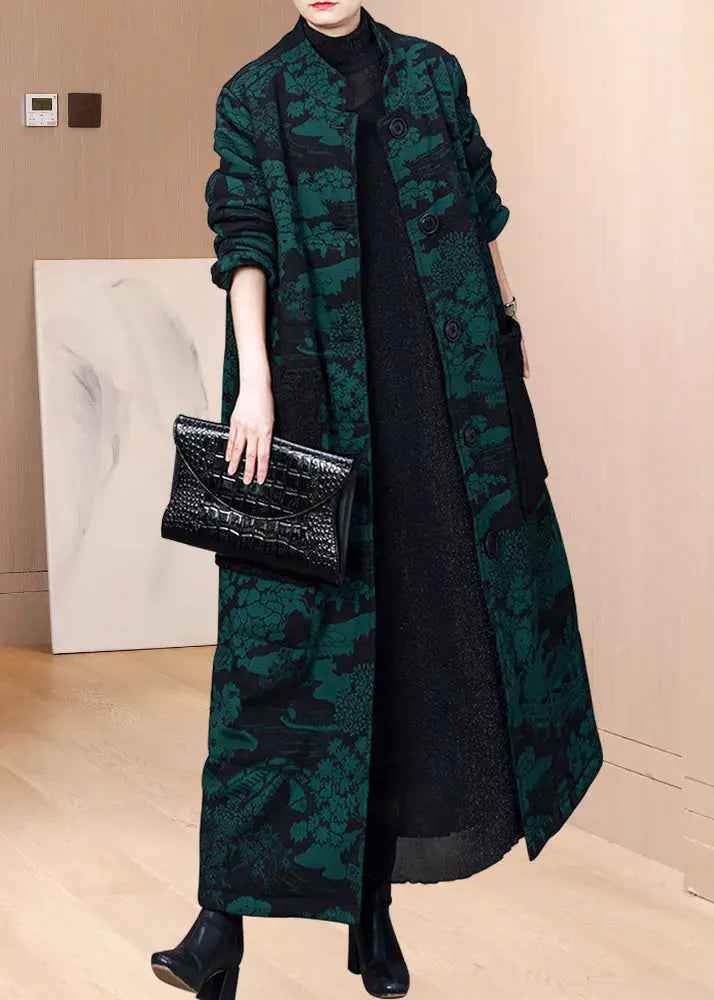 Vintage Red Jacquard Pockets Fine Cotton Filled Coat Winter Ada Fashion