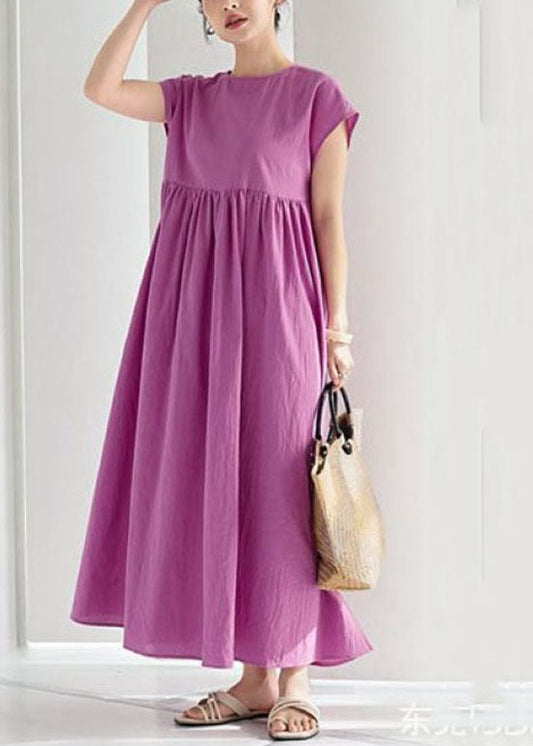 Vintage Rose Wrinkled Patchwork Cotton Long Dresses Summer LY1313 - fabuloryshop