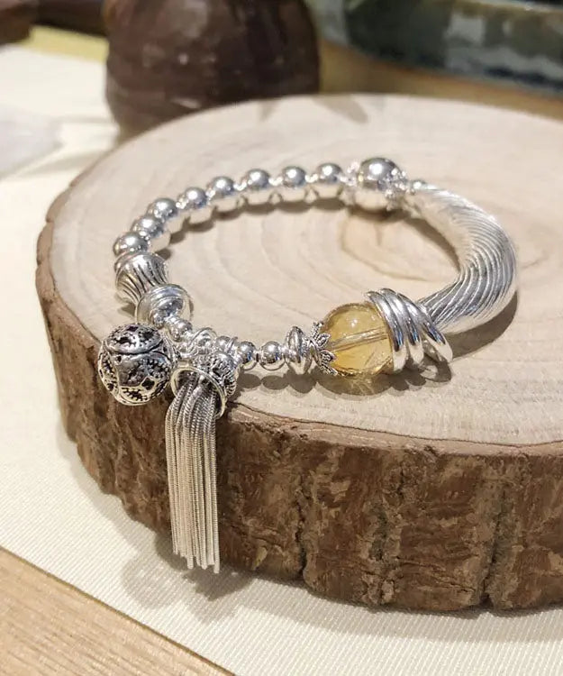 Vintage Sterling Silver Crystal Tassel Bangle Ada Fashion