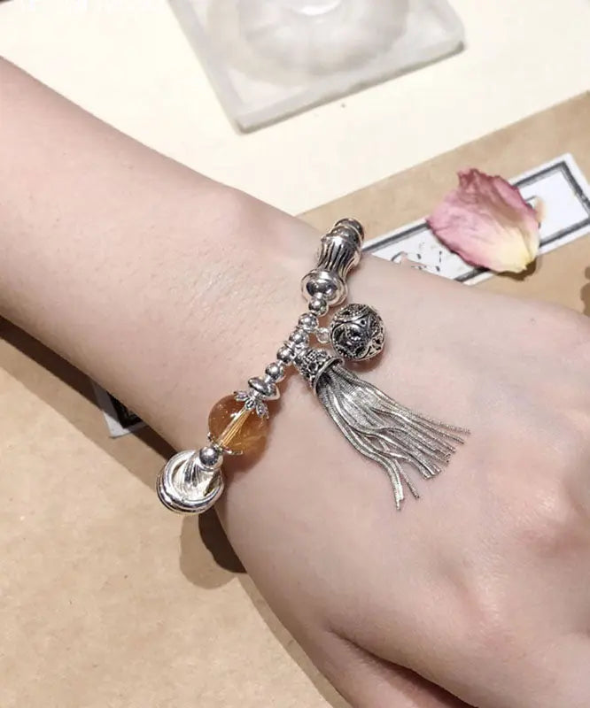 Vintage Sterling Silver Crystal Tassel Bangle Ada Fashion