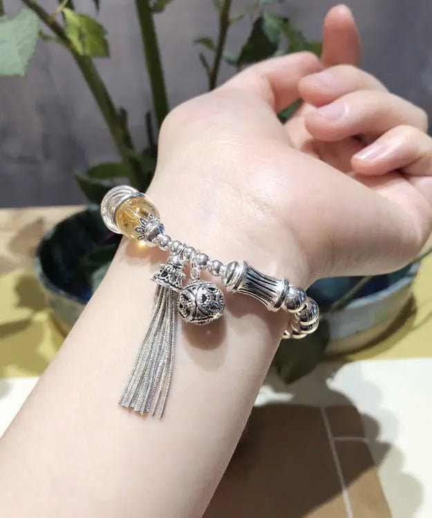 Vintage Sterling Silver Crystal Tassel Bangle Ada Fashion