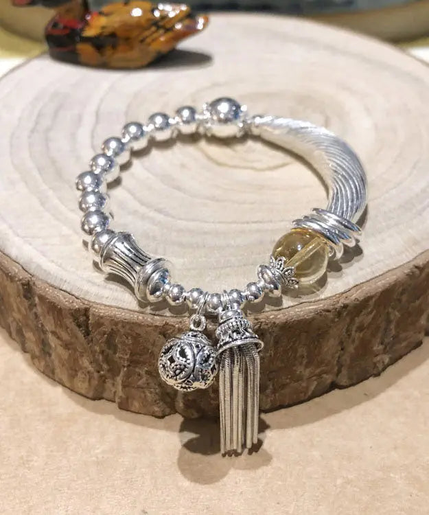 Vintage Sterling Silver Crystal Tassel Bangle Ada Fashion