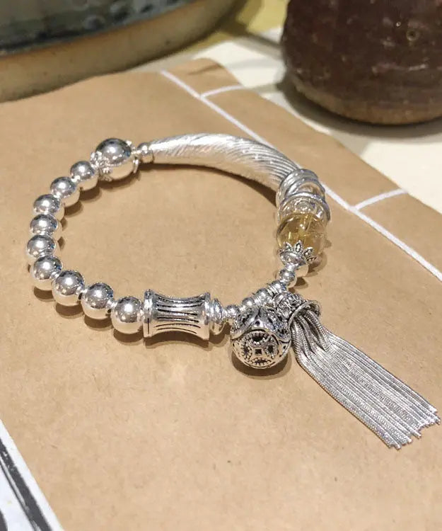 Vintage Sterling Silver Crystal Tassel Bangle Ada Fashion
