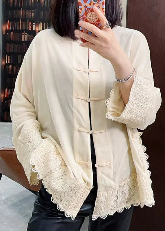 Vintage White Floral Button Silk Velour Coats Long Sleeve Ada Fashion