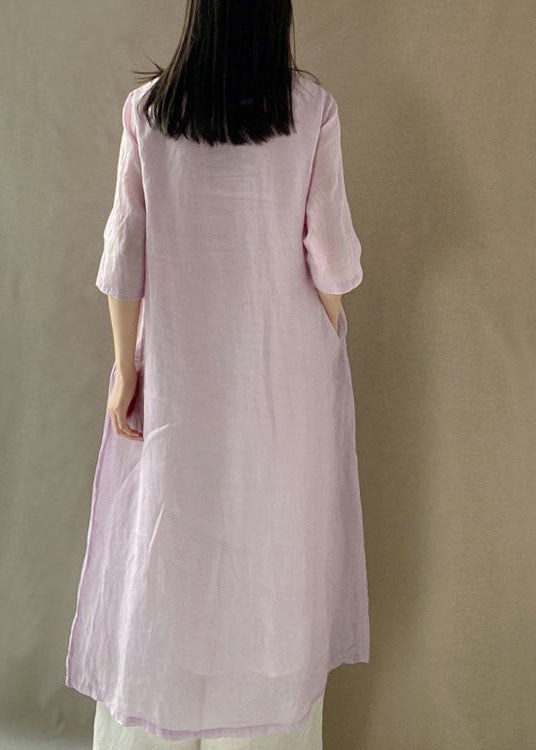 Vintage light Purple O Neck Embroideried Patchwork Cotton Dress Summer LY4622 - fabuloryshop