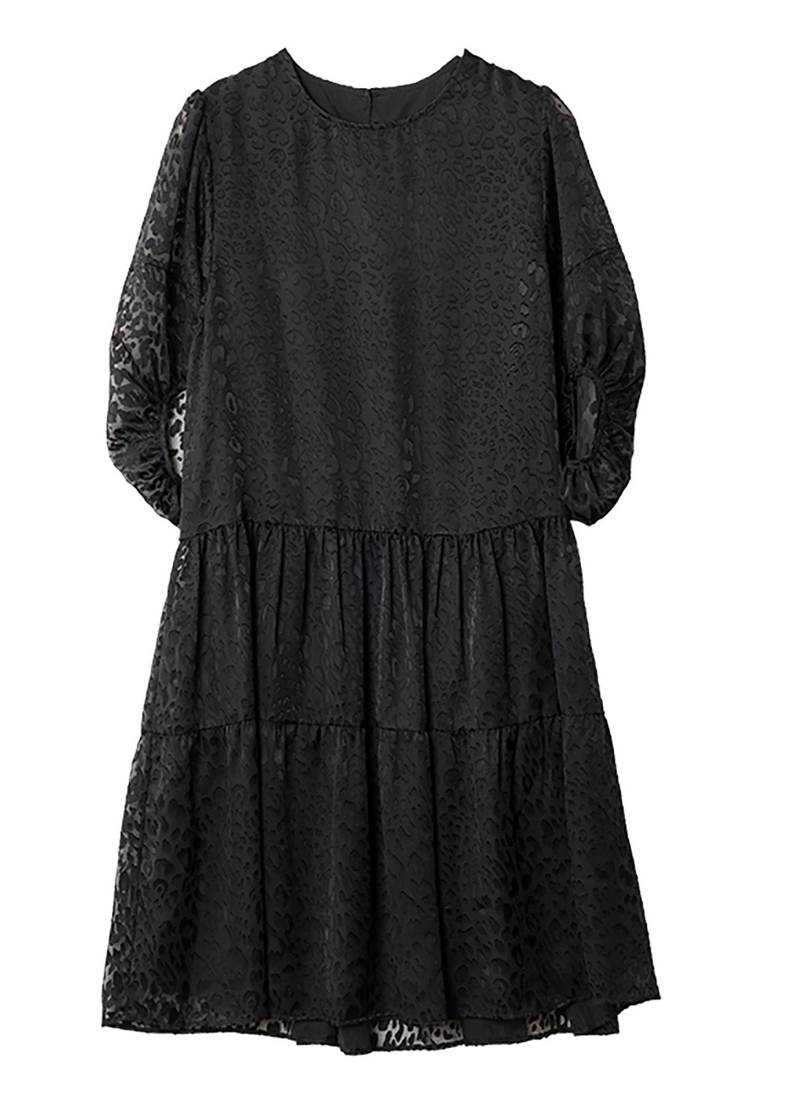 Vogue Black O-Neck Print Mid Dresses Summer Ada Fashion
