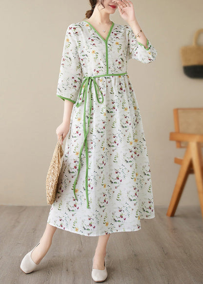 Vogue Green Print Patchwork Party Long Dress Summer LY4970 - fabuloryshop