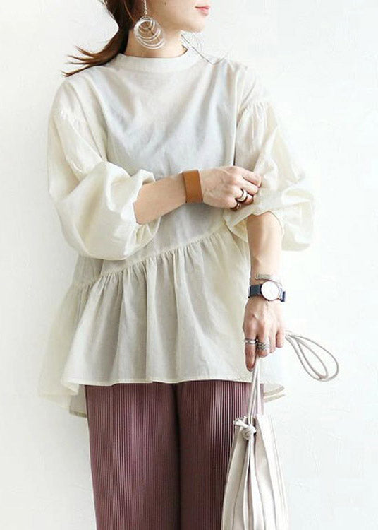 Vogue White Asymmetrical Shirts Long Sleeve LY2101 - fabuloryshop