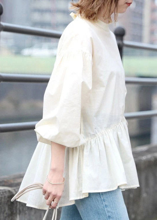 Vogue White Asymmetrical Shirts Long Sleeve LY2101 - fabuloryshop