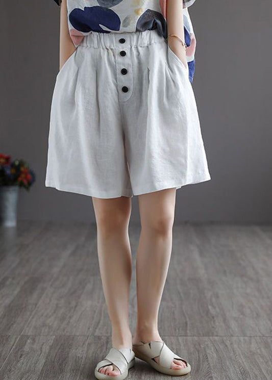White Button Solid Wide Leg Shorts LY4900 - fabuloryshop