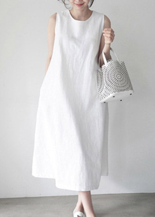 White Cozy Holiday Slip Dresses Sleeveless LY1993 - fabuloryshop