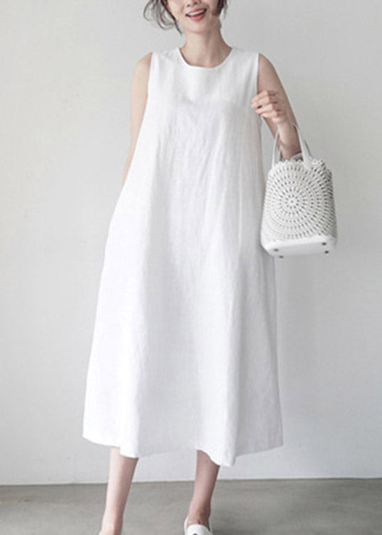 White Cozy Holiday Slip Dresses Sleeveless LY1993 - fabuloryshop