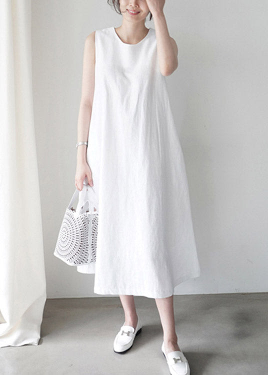 White Cozy Holiday Slip Dresses Sleeveless LY1993 - fabuloryshop