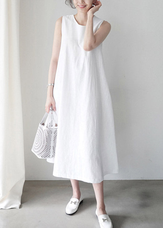 White Cozy Holiday Slip Dresses Sleeveless LY1993 - fabuloryshop