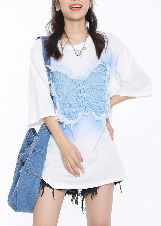 White O-Neck Cozy Cotton T Shirts Summer LY5240 - fabuloryshop