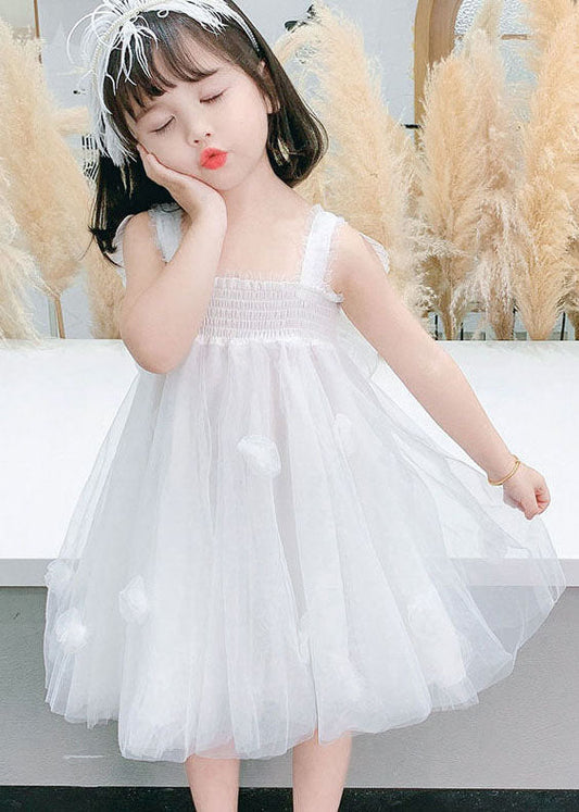 White Patchwork Tulle Baby Girls Dresses Ruffled Butterfly Summer LY5452 - fabuloryshop