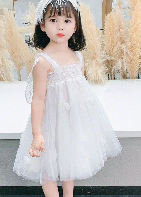 White Patchwork Tulle Baby Girls Dresses Ruffled Butterfly Summer LY5452 - fabuloryshop