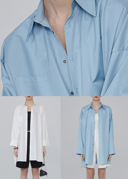 White Pockets Cotton Shirt Tops