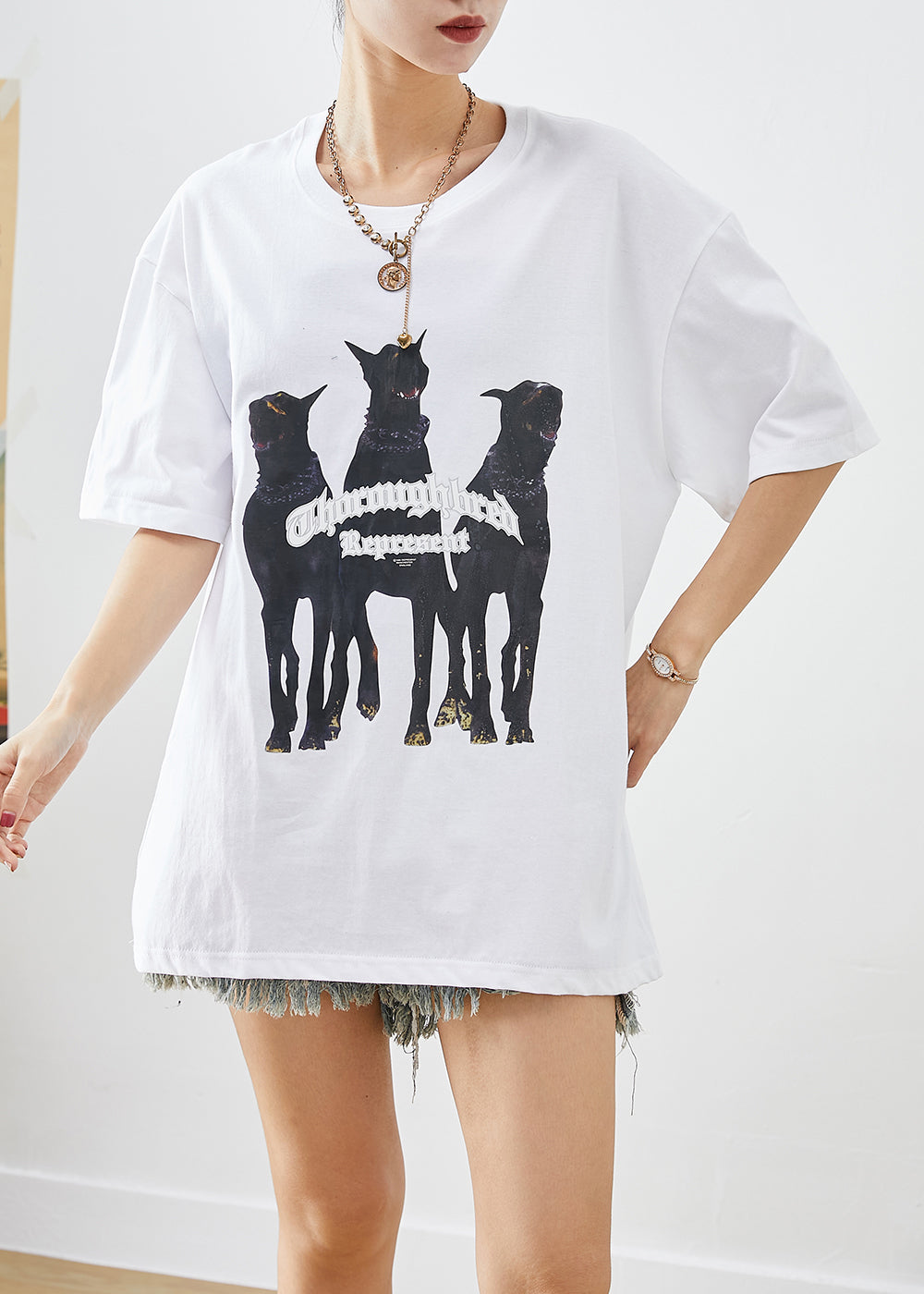 White Print Cotton Tanks Oversized Summer Ada Fashion