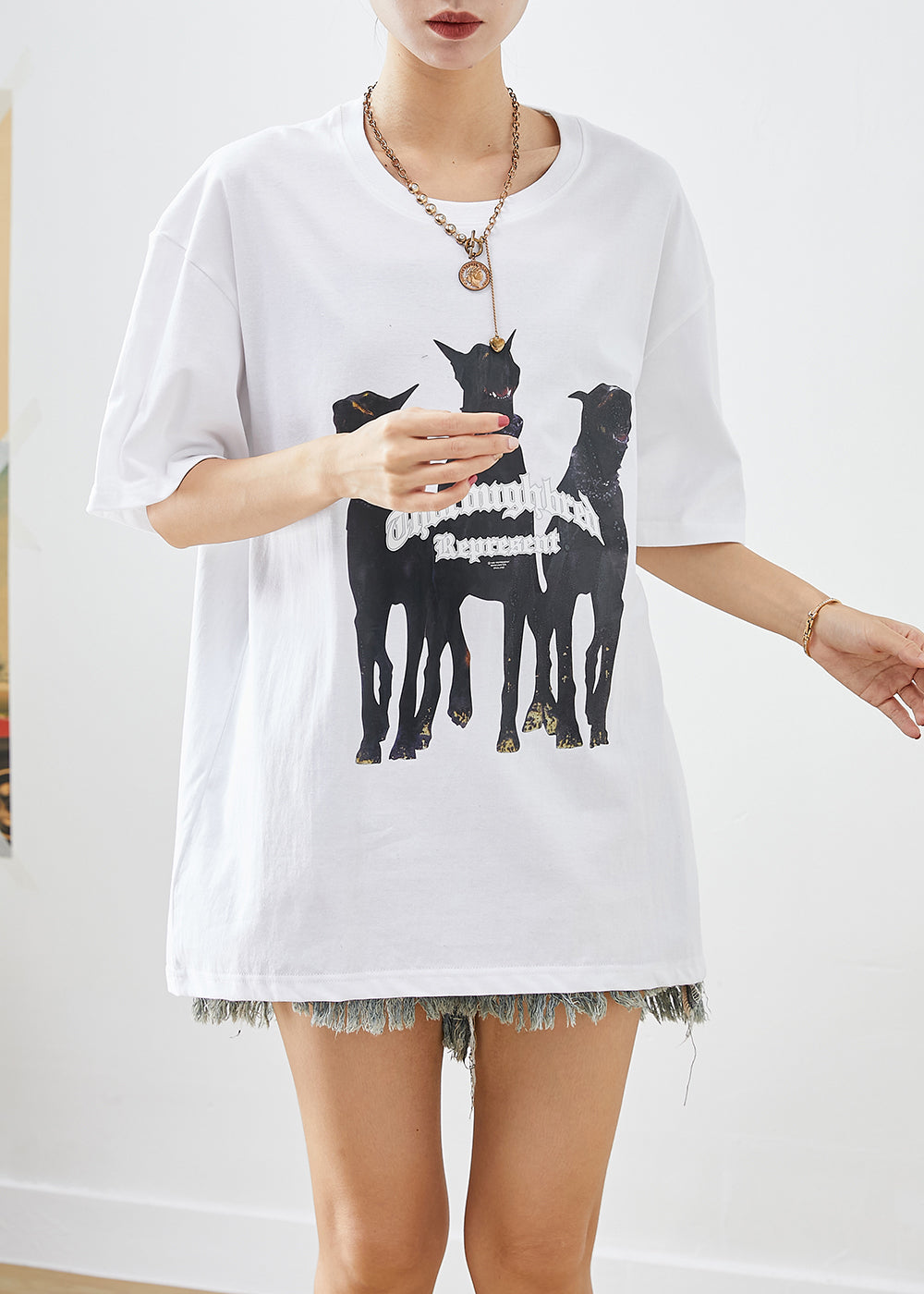 White Print Cotton Tanks Oversized Summer Ada Fashion