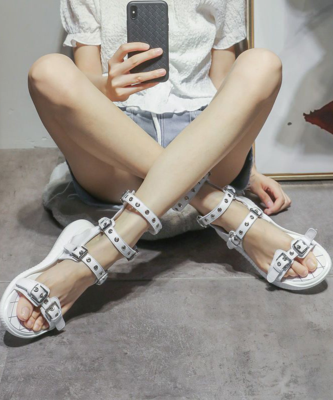 White Sandals Cowhide Leather Comfortable Sandal Shoes LY4386 - fabuloryshop