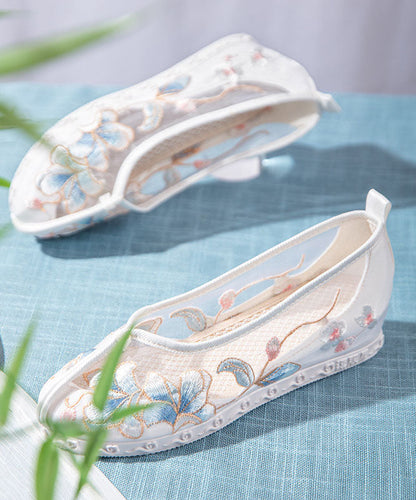 White Women Wedge Tulle Boutique Splicing Embroideried Ada Fashion