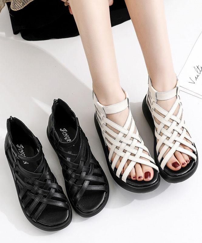 White Zippered Platform Flat Sandals - fabuloryshop