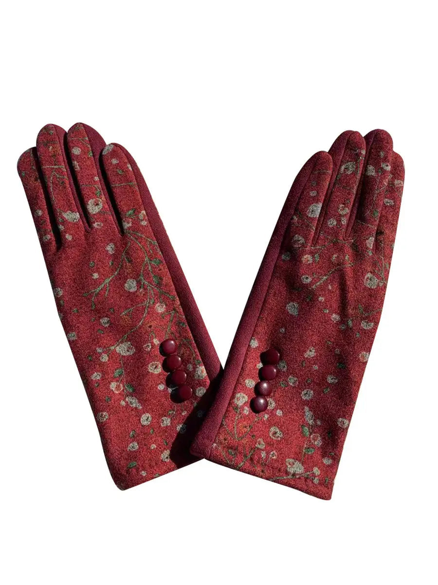 Winter Outdoor Floral Windproof Fashion Gloves Ada Fashion