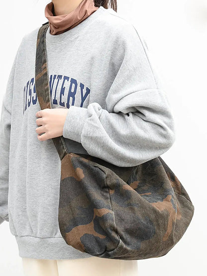 Women Artsy Camouflage Washed Shoulder Bag Crossbody Bag Ada Fashion