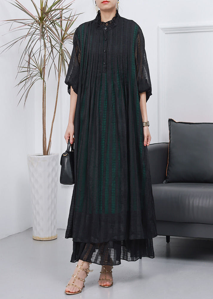 Women Black Oversized Wrinkled Cotton Long Dress Spring LY3757 - fabuloryshop