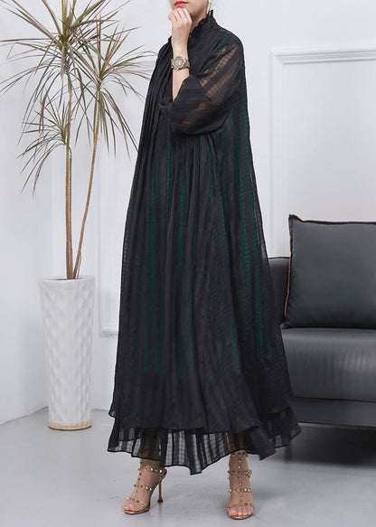 Women Black Oversized Wrinkled Cotton Long Dress Spring LY3757 - fabuloryshop