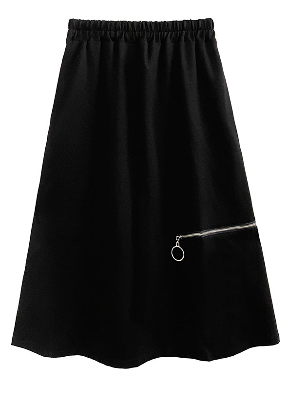 Women Black Side Open High Waist Patchwork Cotton A Line Skirts Fall Ada Fashion