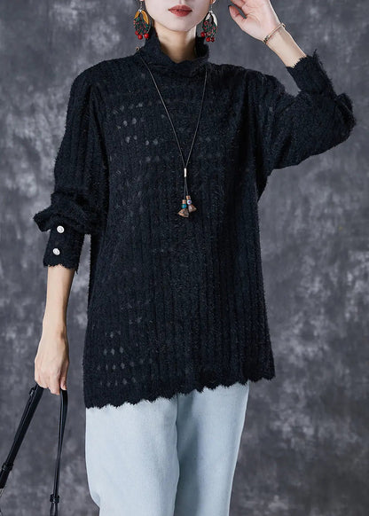 Women Black Turtle Neck Knit Shirt Tops Fall Ada Fashion