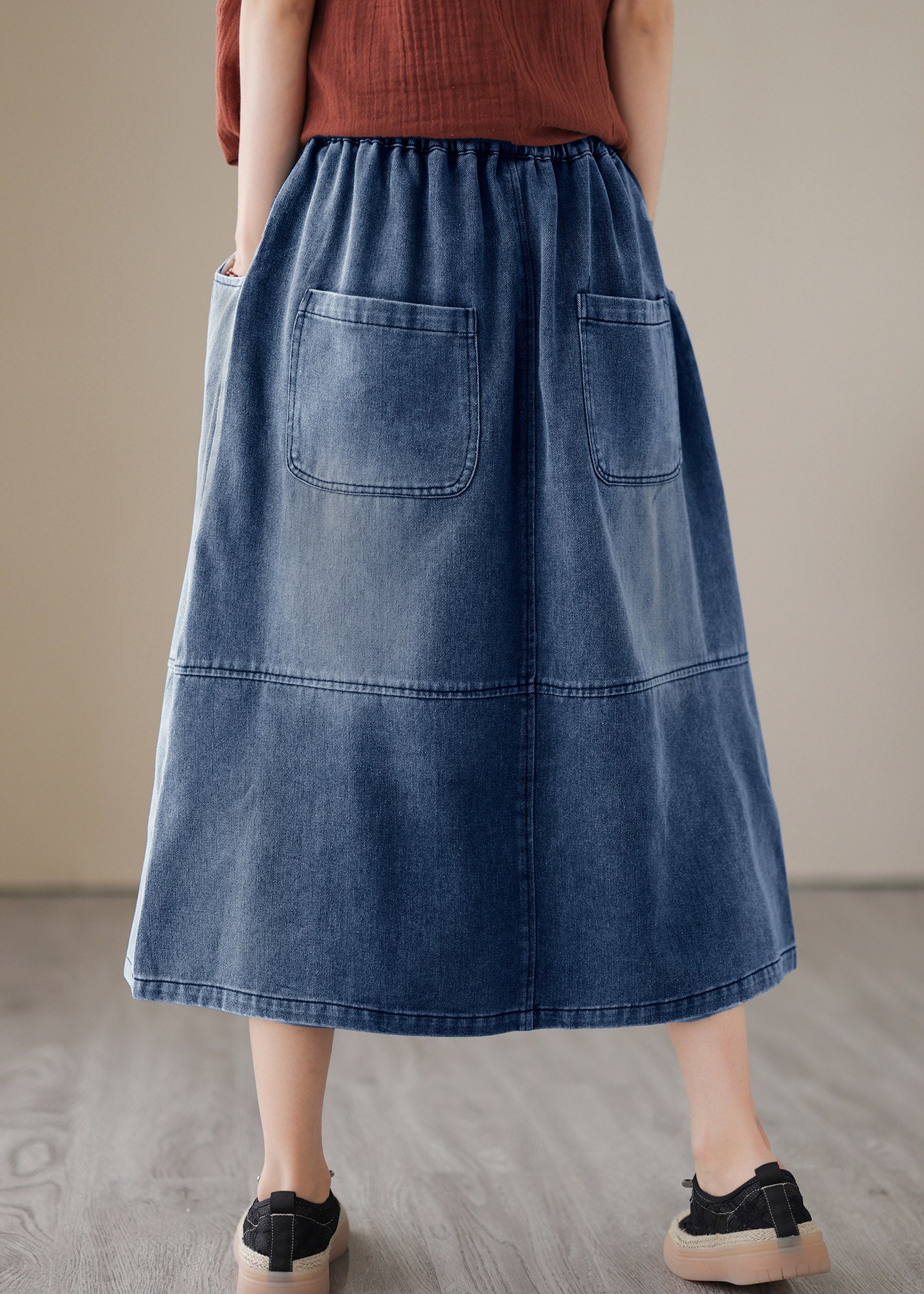 Women Blue Patchwork Drawstring Elastic Waist Denim Skirts Summer LY2987 - fabuloryshop