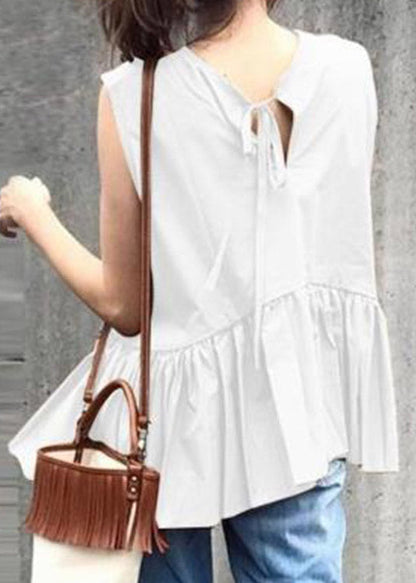 Women Camel O-Neck Ruffled Patchwork Solid Tops Summer LY2095 - fabuloryshop