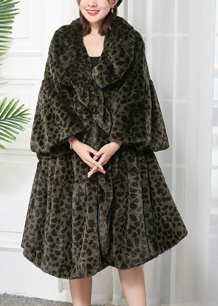 Women Caramel Oversized Leopard Print Fuzzy Fur Fluffy Jackets Winter Ada Fashion